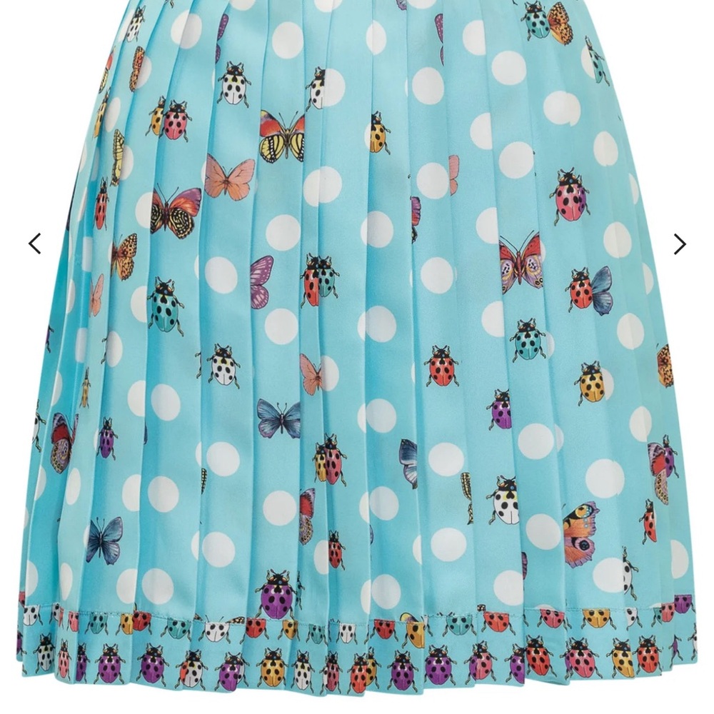 Light blue mini skirt with butterfly and bugs on it